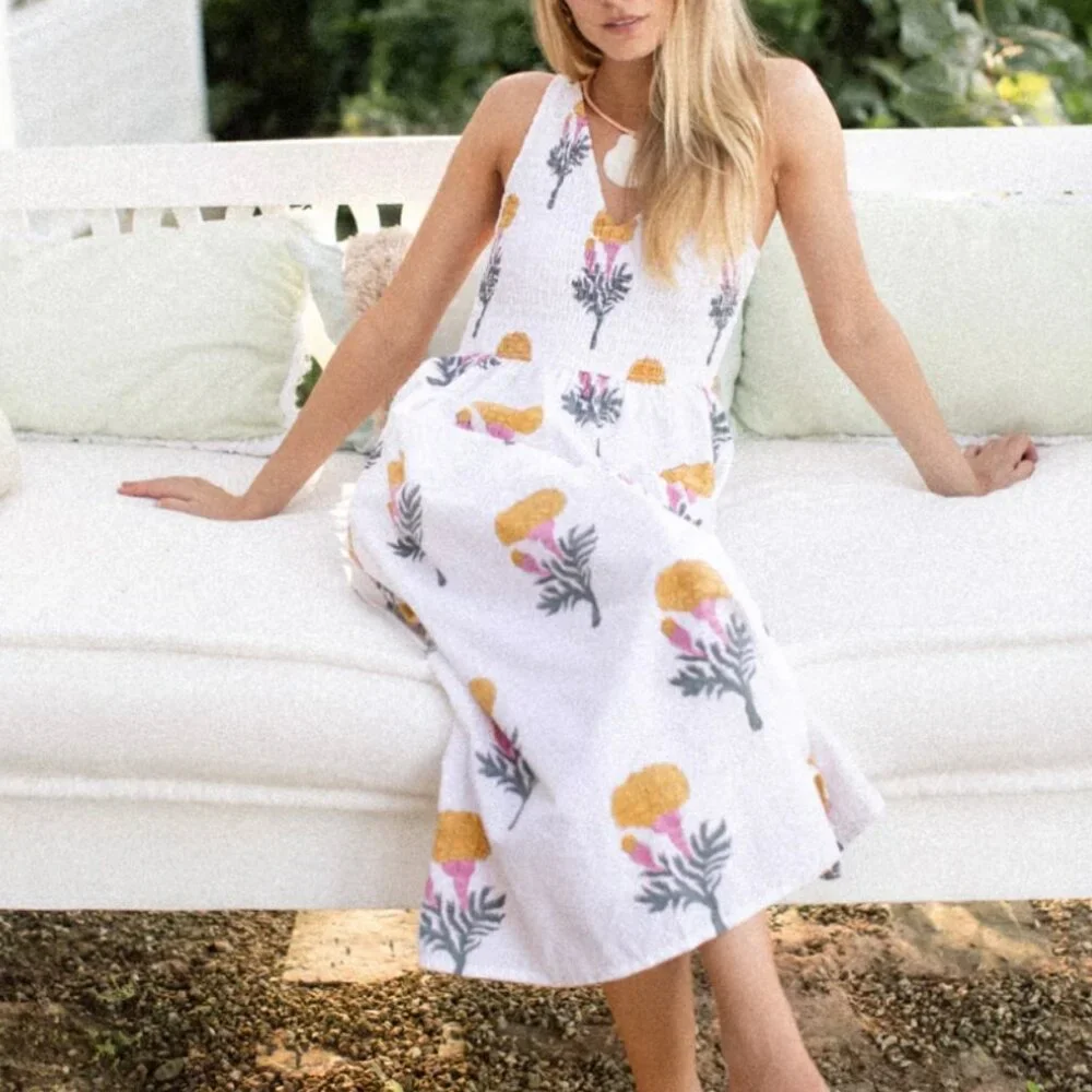 Marea Cora Floral Print Midi Dress in Marigold - Picture 4 of 16